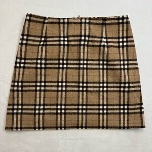 Pink Lily Tan Plaid Skirt